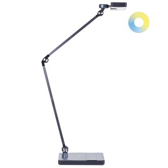 Beliani L&aacute;mpara De Mesa Led De Metal Negro Interruptor T&aacute;ctil Cargador Inal&aacute;mbrico Lacerta