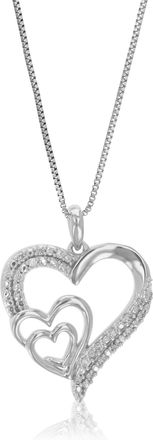 Vir Jewels 1/10 cttw Lab Grown Round Diamond Heart Pendant Necklace.925 Sterling Silver 3/4 Inch With 18 Inch Chain