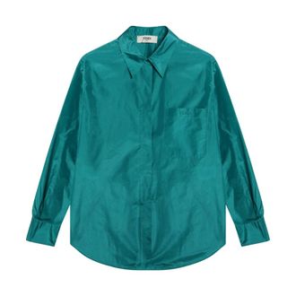 Fendi Silk Taffeta Shirt - female - Fendi - Shirts - Green - XS - Blouses & Shirts