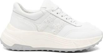 Hogan Hi-Fi Smooth Leather Sneakers With Glittered H Shoes