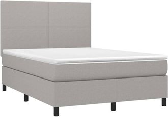 vidaXL Vidaxl - Cama Box Spring Colch&oacute;n Y Luces Led Tela Gris Claro 140x190 Cm