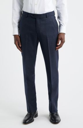 Berle Multicolor Check Wool Dress Pants in Navy at Nordstrom, Size 34