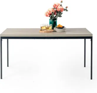 Furniture R FurnitureR Dining Table Rectangular MDF Kitchen with Heavy Duty Metal Legs, Kitchen Table for 2-4 Person Kitchen Restaurant Apartments & Caf&eacute;