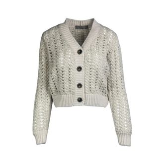 D.exterior Cardigans, female, White, M, Cardigan Lavorazione Rete