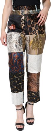 Dolce & Gabbana Multicolor Patchwork Jacquard High Waist Womens Pants