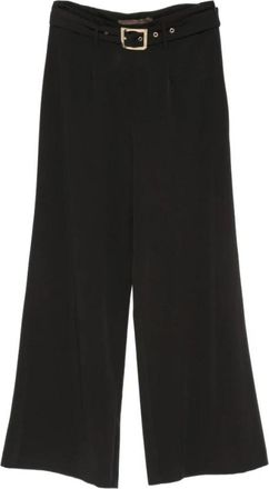 Simona Corsellini 0003 Pantalone Cav.basso C/cintura - Dames - Wijde Broeken - Zwart - L - Broeken