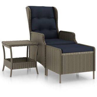 vidaXL Set Muebles De Jard&iacute;n 2 Piezas Y Cojines Rat&aacute;n Sint&eacute;tico Marr&oacute;n Vidaxl