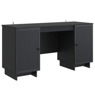vidaXL Escritorio Negro Madera De Ingenier&iacute;a 142,5 X 50 X 75 Cm Vidaxl
