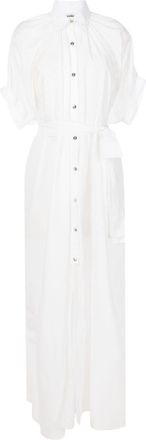 Amir Slama tied-waist shirt dress - women - Viscose/Linen/Flax - GG - White