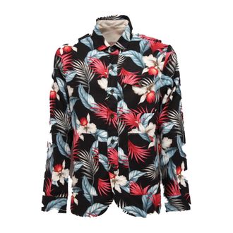 Nine In The Morning Floral Militair Shirt Katoen Linnen - Heren - Casual Overhemden - Veelkleurig - S - Katoen - Overhemden
