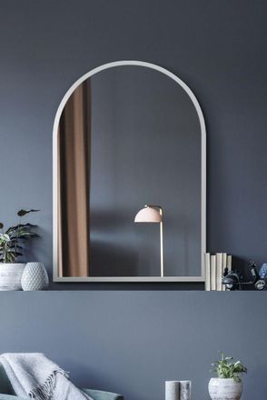 MirrorOutlet White Metal Framed Arched Wall Mirror 39 X 27 (100CM X 70CM) | Size: 1 Pack
