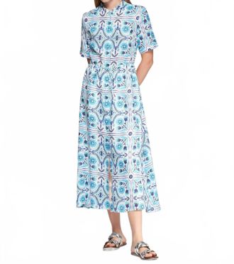 Vilagallo Aroa Midi Dress In Azul Lino