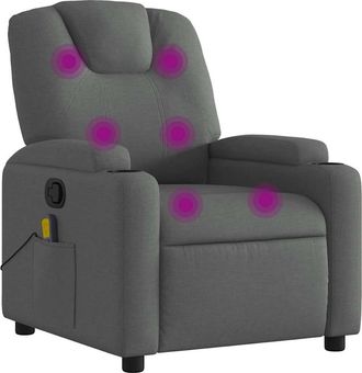 vidaXL Sill&oacute;n De Masaje Reclinable De Tela Gris Oscuro Vidaxl