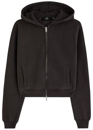 Represent Owners Club Cropped Hooded Cotton Sweatshirt - Chocolate - S (UK8-10 / S)