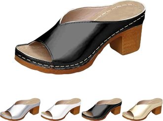 Generic 2026 New Womens Platform Chunky Heels Low Block Heeled Sandal s Classic Casual Slip on Dressy Shoes (3,6.5)