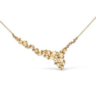 House of Brilliance 18K Gold 1/2 Cttw Diamond and Sapphire Cluster Station Necklace in Yellow at Nordstrom