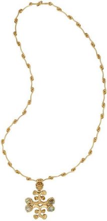 Tory Burch Logo Pendant Necklace in Antique Light Brass /Abalone at Nordstrom