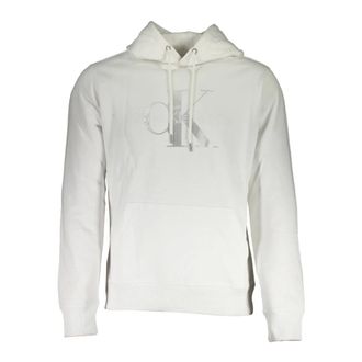 Calvin Klein Hoodies, male, White, XL, Hoodie White Long Sleeve Contrast Print