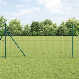 Berkfield Home Euro Fence with 7 Posts 1x10 m Galvanised Steel Green in Silver