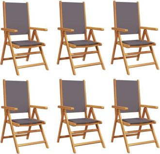 vidaXL Vidaxl - Reclining Garden Chairs 6 pcs Anthracite Fabric and Solid Wood