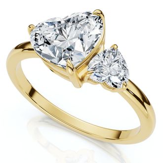 Pompeii3 1 1/2Ct Heart Cut Toi et Moi Diamond Ring 14k Gold or Pt Lab Grown