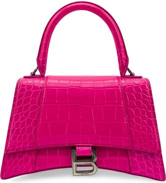 Balenciaga Hourglass Top Handle Crocodile Embossed Leather Pink Leather Handbag (Pre-Owned)