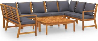vidaXL 9 Pcs Garden Lounge Set Con Almohadas S&oacute;lidas De Acacia - 304971