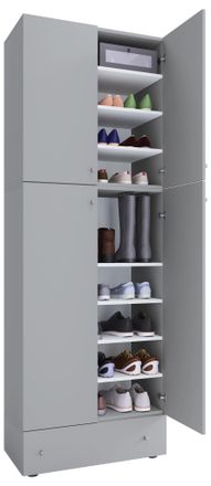 ebuy24 Gabinete De Zapato De Madera Vcm Dimensiones: Al. 200 X An. 70 X T. 39 Cm Gabinete Todo Uso 9 Compartimentos 4 Puertas Giratorias Caj&oacute;n Extra - Lona (