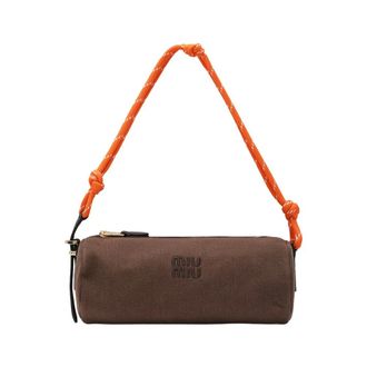 Miu Miu Tassen, Dames, Bruin, ONE Size, Katoen, Gabardine Pouch