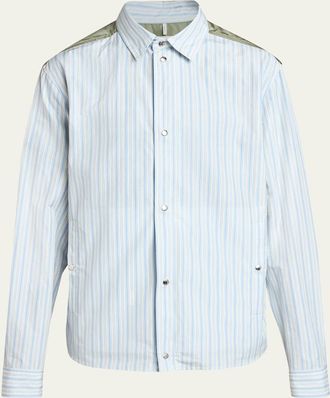 Moncler Mens Mixed-Media Shirt Jacket