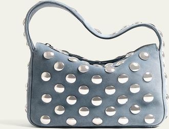 Khaite Elena Small Studded Suede Top-Handle Bag