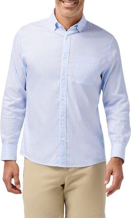 Mizzen+Main Kennedy Trim Fit Performance Button-Down Shirt in Cloud Blue Candy Stripe at Nordstrom, Size Xx-Large