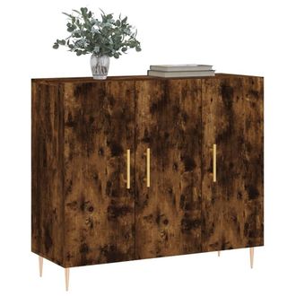 Berkfield Home Sideboard Smoked Oak 90x34x80 cm Engineered Wood in Brown | Size: 90 x 34 x 80 cm