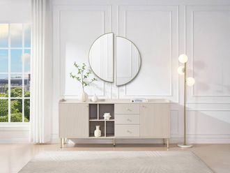 Vente-Unique Sideboard With 2 Doors, 3 Drawers & 4 Niches - Beige & Gold