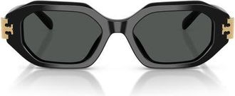 Tory Burch 51mm Irregular Sunglasses in Black /Dark Grey at Nordstrom