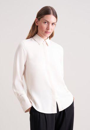 Seidensticker Hemdbluse SEIDENSTICKER, Damen, Gr. XL (42), off, wei&szlig;, 100% Polyester, unifarben, regular fit, Blusen Hemdbluse, 1/1 Kragen Uni