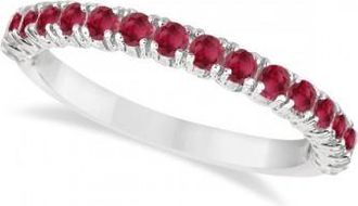 Allurez Half-Eternity Pave-set Ruby Stacking Ring Palladium (0.95ct)
