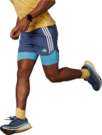 adidas Own The Run 3-Stripes 2-in-1 Shorts Asia Sizing Blue IK4980