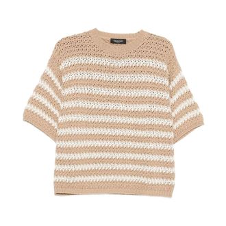 Fabiana Filippi Round-neck Knitwear, female, Beige, Size: XL Round-neck Knitwear