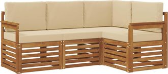 vidaXL Conjunto De Sof&aacute;s De Exterior 4 Uds. Natural Y Beige Poli&eacute;ster Vidaxl
