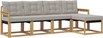 vidaXL Conjunto De Sof&aacute;s De Exterior 5 Uds. Blanco Y Gris Claro Vidaxl