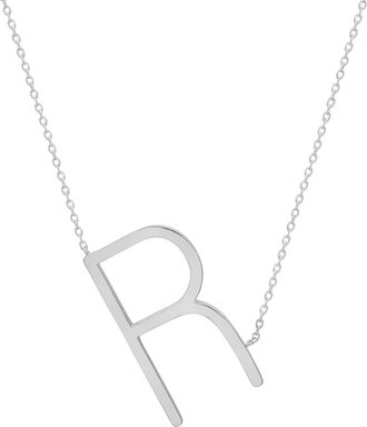 MAX + STONE Sterling Silver Large Sideways Block Initial Letter Necklace