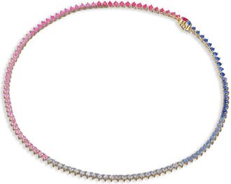 Anabela Chan 18kt gold vermeil Petite Magenta Eternity Heart necklace