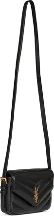 Saint Laurent Womens Crossbody Bag Loulou Toy Black Lambskin Shoulder