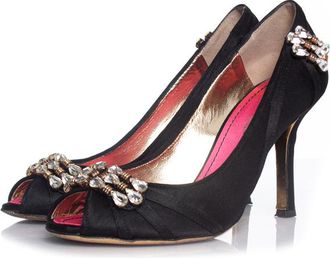 Dsquared2 satijnen peep-toe pumps met kristallen