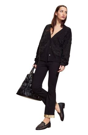 Cynthia Rowley Paloma Boyfriend Cardigan in Black at Nordstrom, Size X-Small