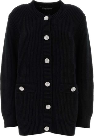 Dolce & Gabbana Black Wool Oversize Cardigan