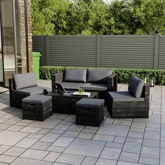 Home Discount Garden Vida Islay 6 Seater Rattan Set Already Assembled with Cover in Black