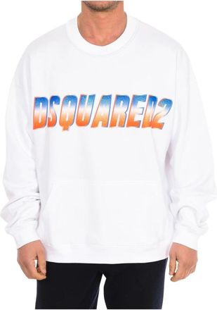 Dsquared2 Sweatshirt met lange mouwen en logoprint - Heren - Sweatshirts - Wit - L - Katoen - Hoodies & sweatvesten
