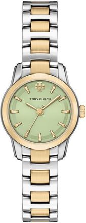 Tory Burch The Small Miller Bracelet Watch, 28mm in Two Tone/Mint Green at Nordstrom